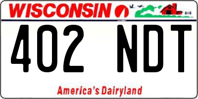 WI license plate 402NDT