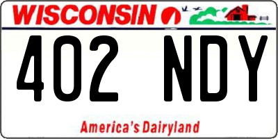 WI license plate 402NDY