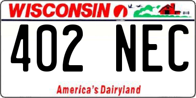 WI license plate 402NEC