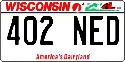 WI license plate 402NED