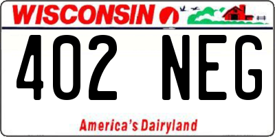WI license plate 402NEG
