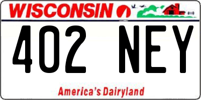 WI license plate 402NEY