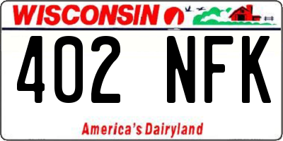 WI license plate 402NFK