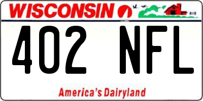 WI license plate 402NFL