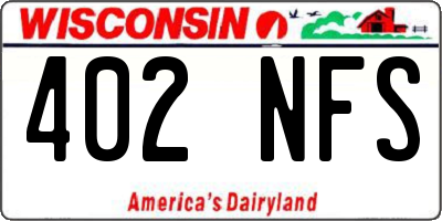 WI license plate 402NFS