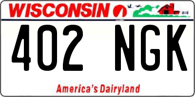WI license plate 402NGK