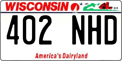WI license plate 402NHD