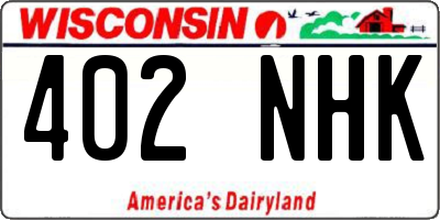 WI license plate 402NHK