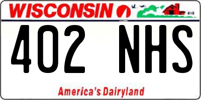 WI license plate 402NHS