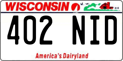 WI license plate 402NID