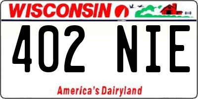 WI license plate 402NIE