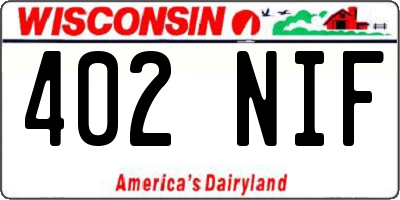 WI license plate 402NIF
