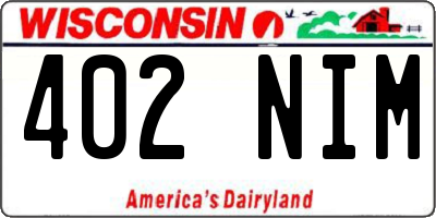 WI license plate 402NIM