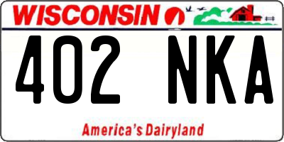 WI license plate 402NKA