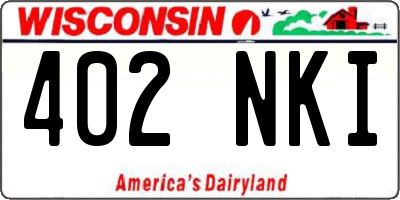 WI license plate 402NKI