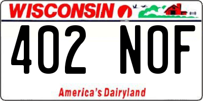 WI license plate 402NOF