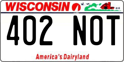 WI license plate 402NOT