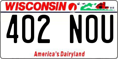WI license plate 402NOU