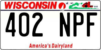 WI license plate 402NPF
