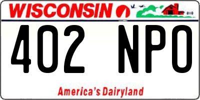 WI license plate 402NPO