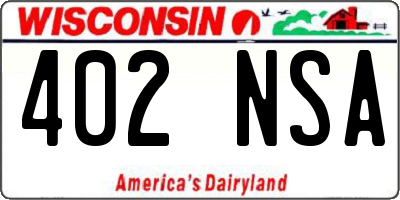 WI license plate 402NSA