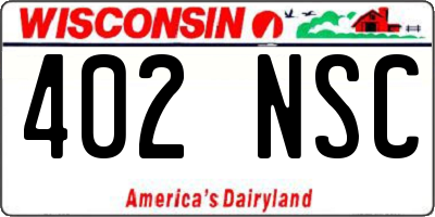 WI license plate 402NSC