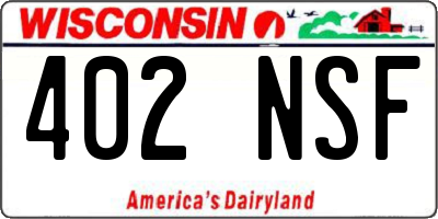 WI license plate 402NSF