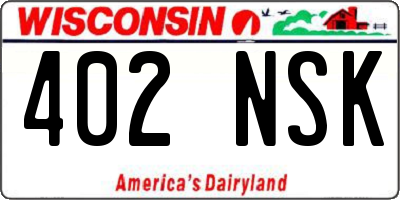 WI license plate 402NSK