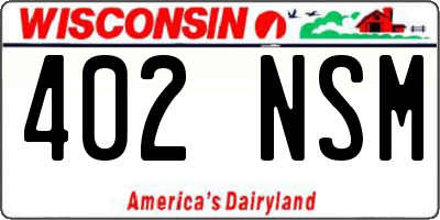 WI license plate 402NSM