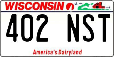 WI license plate 402NST