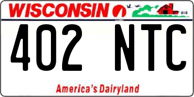 WI license plate 402NTC
