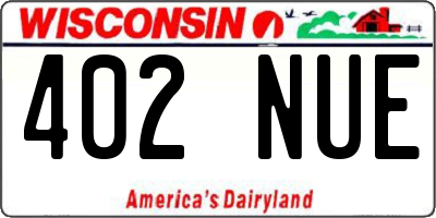WI license plate 402NUE
