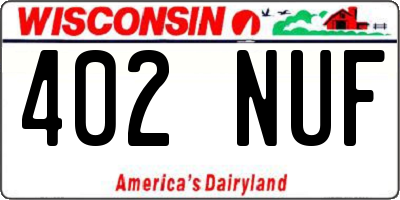 WI license plate 402NUF