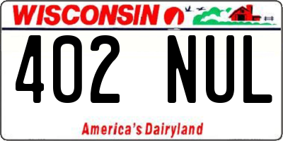WI license plate 402NUL