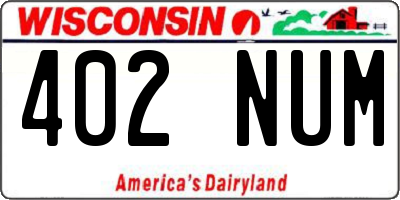 WI license plate 402NUM