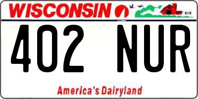 WI license plate 402NUR