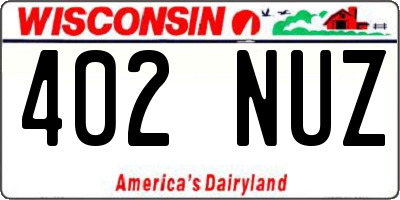 WI license plate 402NUZ