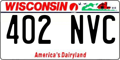 WI license plate 402NVC