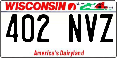 WI license plate 402NVZ