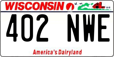 WI license plate 402NWE
