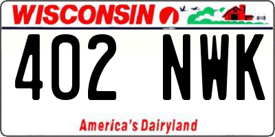 WI license plate 402NWK