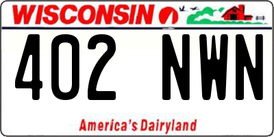 WI license plate 402NWN