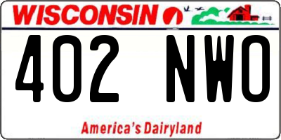WI license plate 402NWO