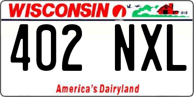 WI license plate 402NXL