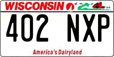 WI license plate 402NXP