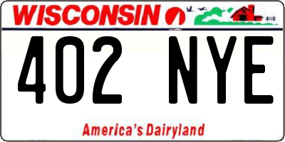 WI license plate 402NYE