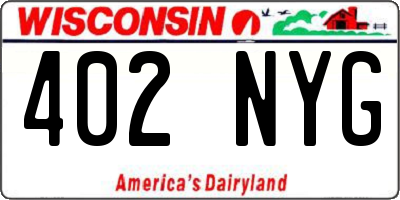 WI license plate 402NYG