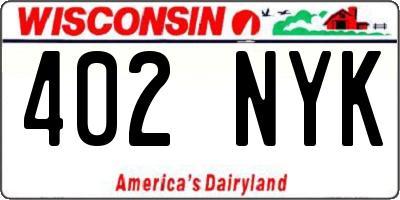 WI license plate 402NYK