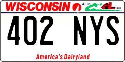 WI license plate 402NYS