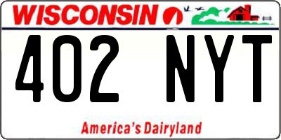 WI license plate 402NYT